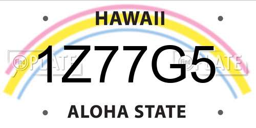 1Z77G5 Hawaii License Plate