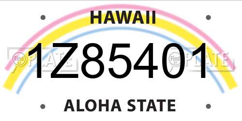 1Z85401 Hawaii License Plate