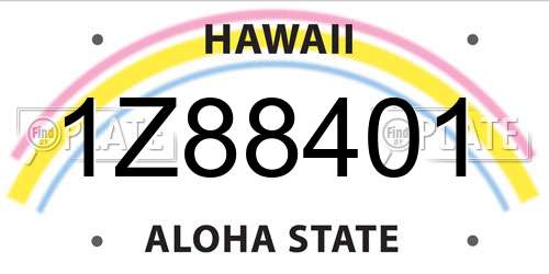 1Z88401 Hawaii License Plate