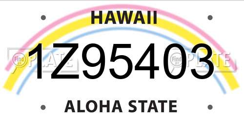 1Z95403 Hawaii License Plate
