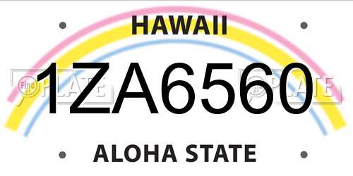 1ZA6560 Hawaii License Plate