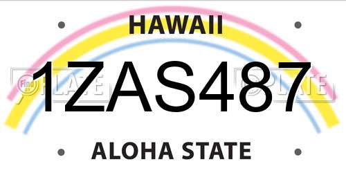 1ZAS487 Hawaii License Plate