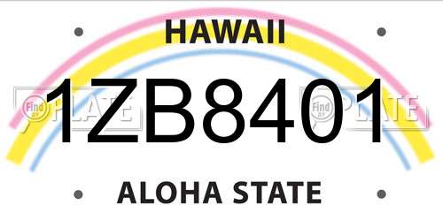 1ZB8401 Hawaii License Plate