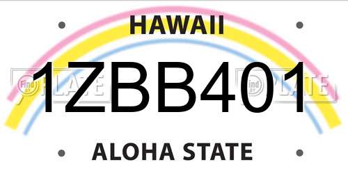 1ZBB401 Hawaii License Plate
