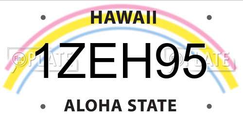 1ZEH95 Hawaii License Plate