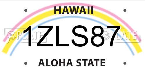 1ZLS87 Hawaii License Plate