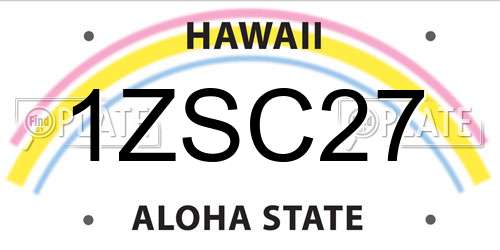 1ZSC27 Hawaii License Plate