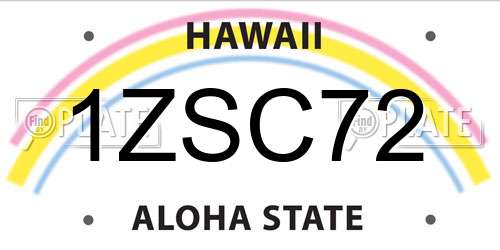 1ZSC72 Hawaii License Plate