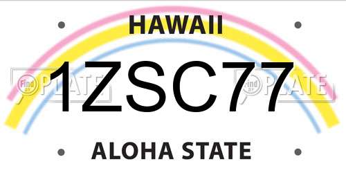 1ZSC77 Hawaii License Plate