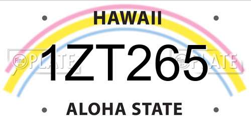 1ZT265 Hawaii License Plate