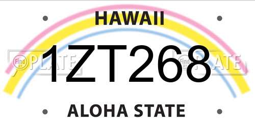 1ZT268 Hawaii License Plate