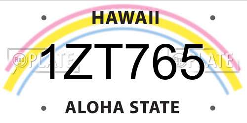 1ZT765 Hawaii License Plate