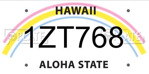 1ZT768 Hawaii License Plate
