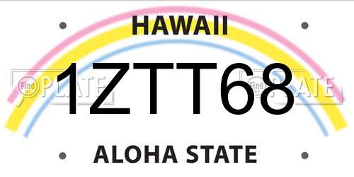1ZTT68 Hawaii License Plate