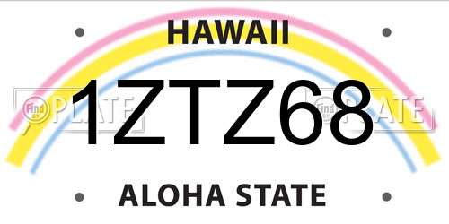 1ZTZ68 Hawaii License Plate