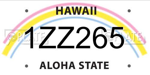 1ZZ265 Hawaii License Plate