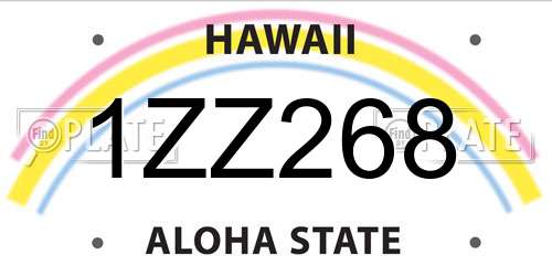 1ZZ268 Hawaii License Plate