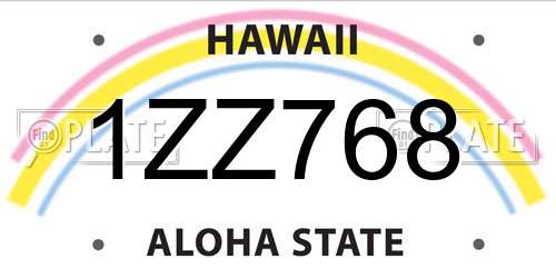 1ZZ768 Hawaii License Plate