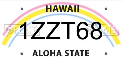 1ZZT68 Hawaii License Plate