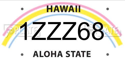 1ZZZ68 Hawaii License Plate