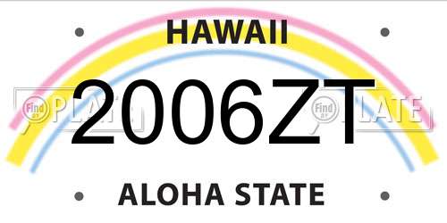 2006ZT Hawaii License Plate