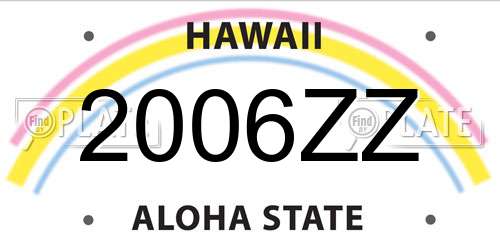 2006ZZ Hawaii License Plate