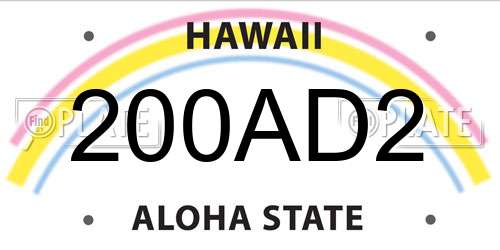 200AD2 Hawaii License Plate