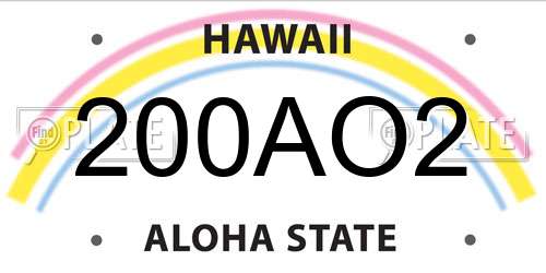 200AO2 Hawaii License Plate