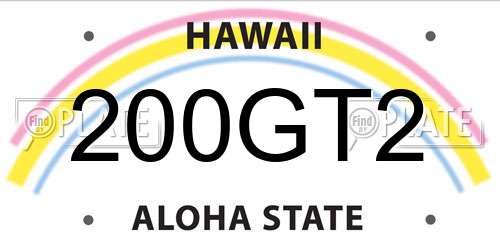 200GT2 Hawaii License Plate