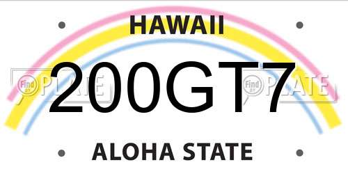 200GT7 Hawaii License Plate