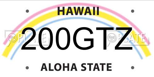 200GTZ Hawaii License Plate
