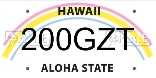 200GZT Hawaii License Plate