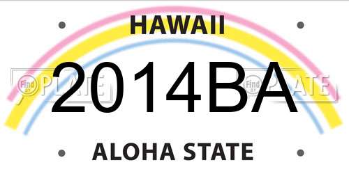 2014BA Hawaii License Plate