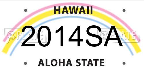 2014SA Hawaii License Plate