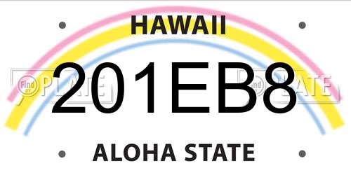 201EB8 Hawaii License Plate