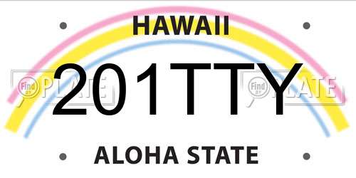 201TTY Hawaii License Plate