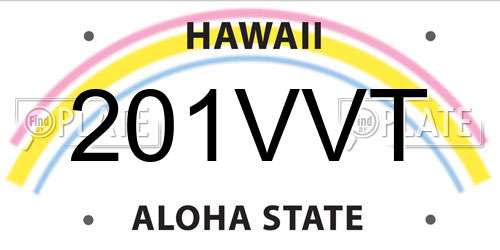 201VVT Hawaii License Plate