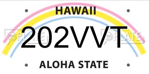 202VVT Hawaii License Plate
