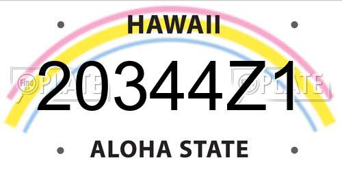 20344Z1 Hawaii License Plate