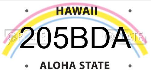 205BDA Hawaii License Plate