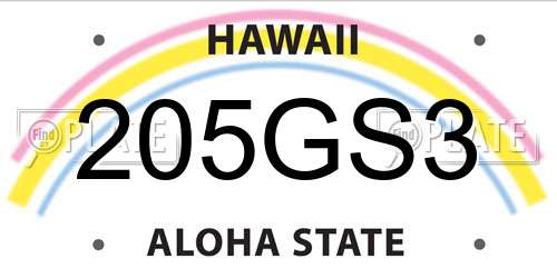 205GS3 Hawaii License Plate