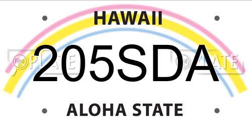 205SDA Hawaii License Plate