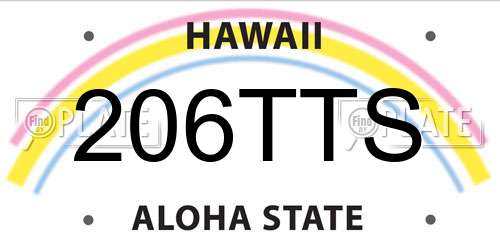 206TTS Hawaii License Plate