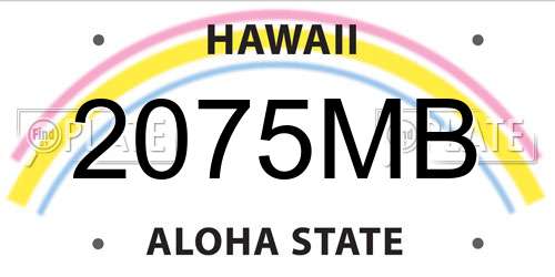 2075MB Hawaii License Plate