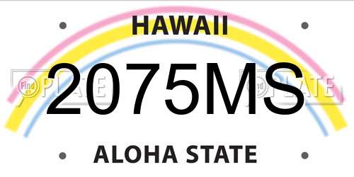 2075MS Hawaii License Plate