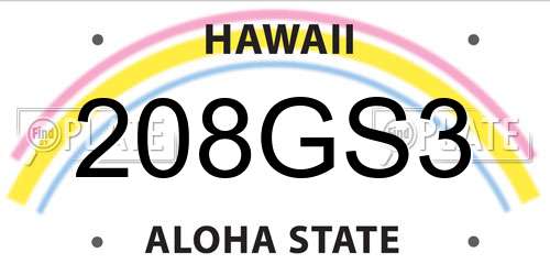 208GS3 Hawaii License Plate