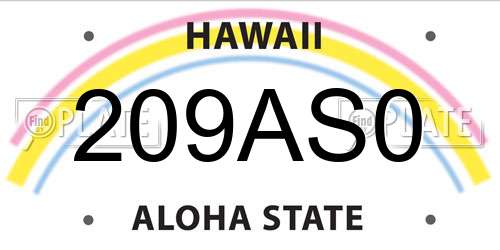 209AS0 Hawaii License Plate