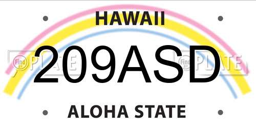 209ASD Hawaii License Plate