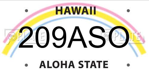 209ASO Hawaii License Plate