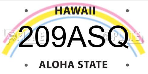 209ASQ Hawaii License Plate